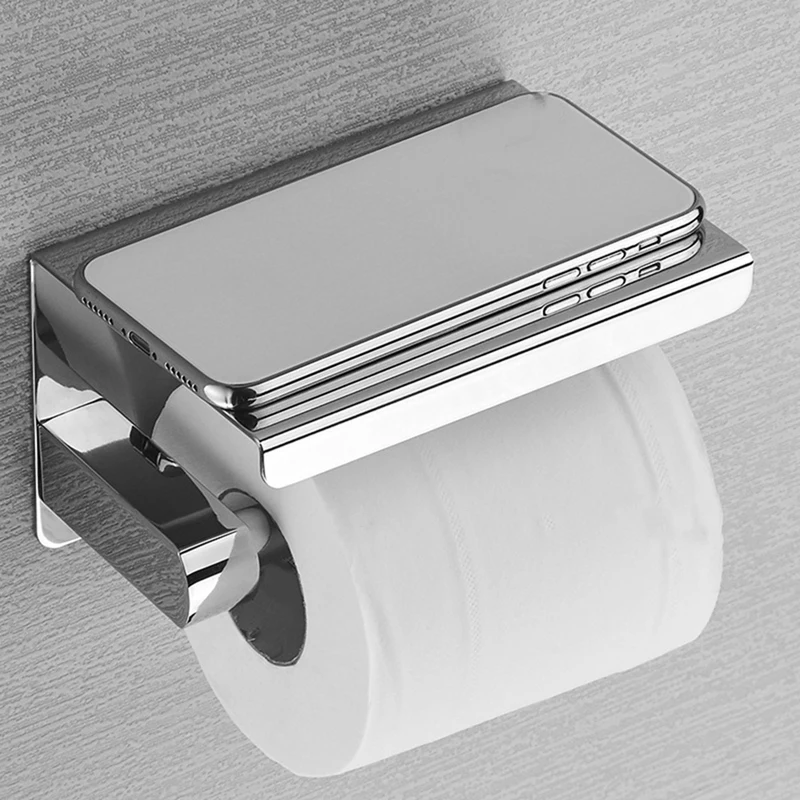 SUS 304 Держатель для туалетной бумаги из нержавеющей стали с полкой для телефона, держатель для туалетной бумаги Держатель рулона туалетной бумаги 4