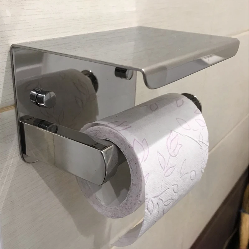 SUS 304 Держатель для туалетной бумаги из нержавеющей стали с полкой для телефона, держатель для туалетной бумаги Держатель рулона туалетной бумаги 5
