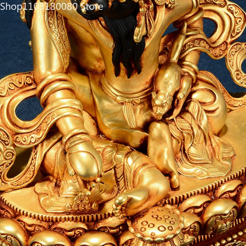 21см медь латунь резьба позолота позолота зеленая статуя будды джамбалы тибетский буддизм бог богатства скульптура 1