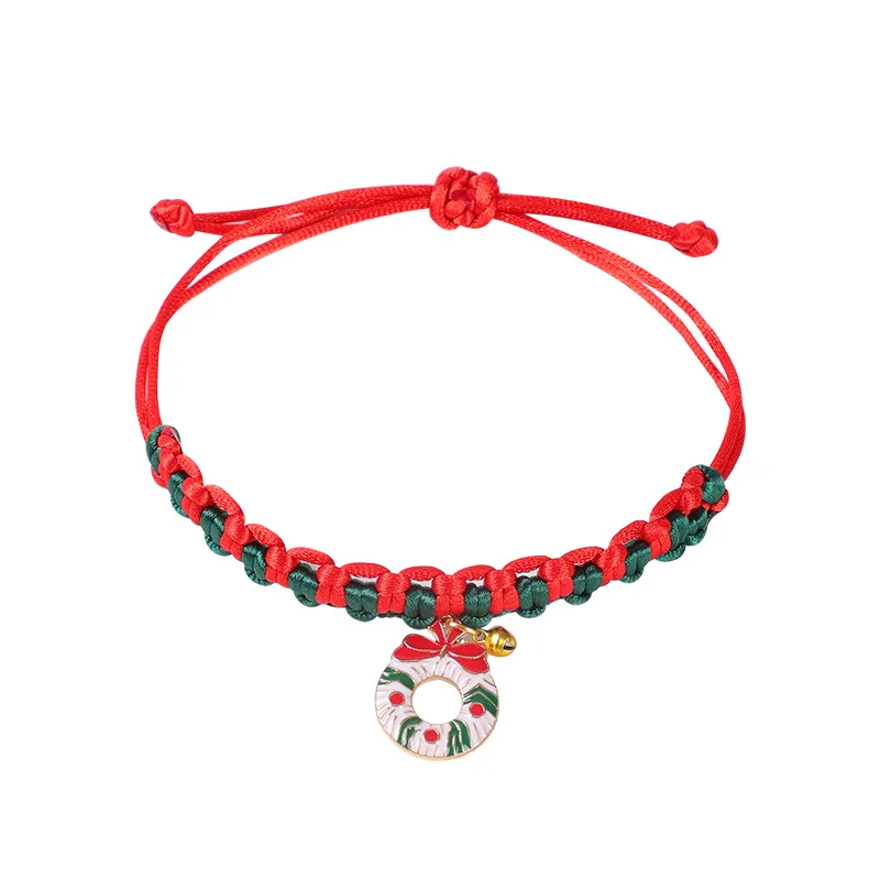 Рождественское вязание ожерелье для домашних животных ошейник для домашних животных diy регулируемый красный и зеленый китайский узел вязание рождественский кулон 5