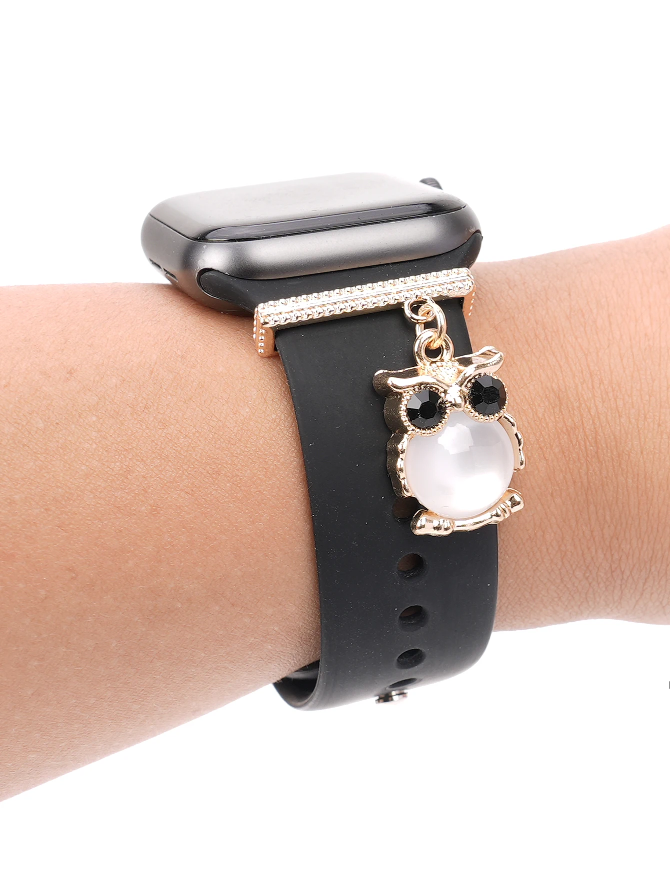 Симпатичный ремешок со стразами Сова Шарм Декоративное кольцо для Apple Watch Силиконовый ремешок Декоративные ювелирные аксессуары