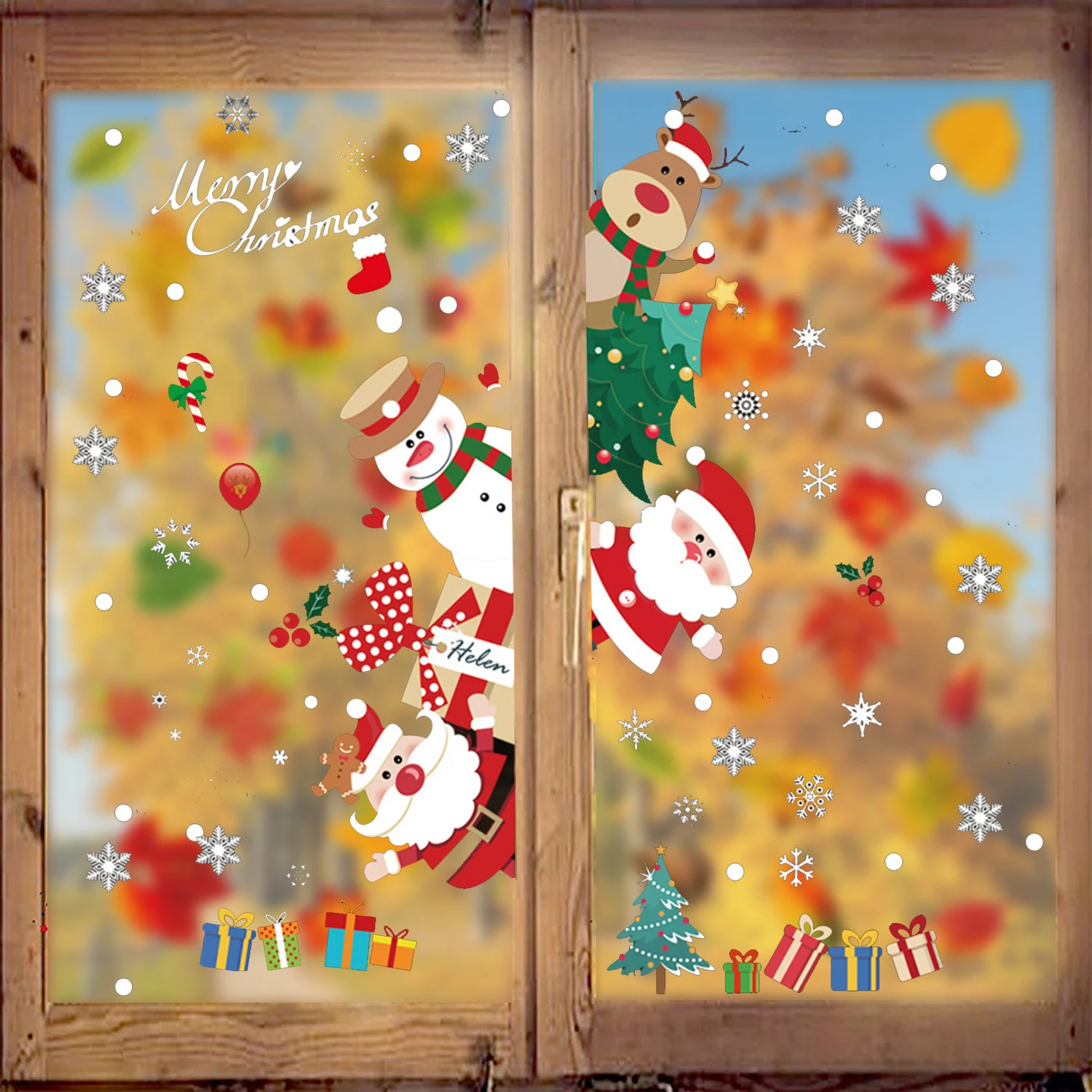 Рождественские наклейки на окна Счастливого Рождества Украшения Для Дома Рождественская Наклейка Стена Детская Комната Наклейки Новогодние Наклейки 4