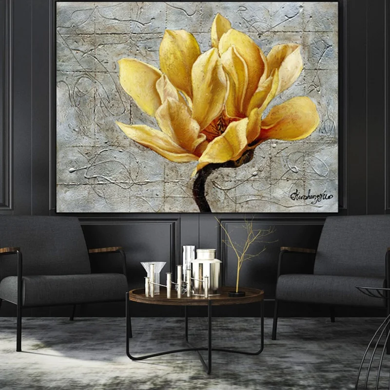 Скандинавский плакат Золотой цветок Настенное искусство Картина на холсте для гостиной Фреска Модульные картины Интерьер Декор домашней комнаты 0