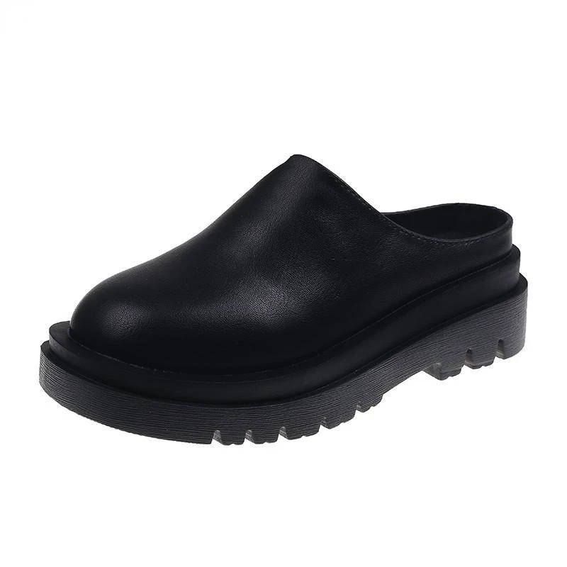 2023 Женская летняя мода Обувь с закрытым носком Платформа Женщина Черные каблуки Танкетки Chinelos 43 Женские тапочки 5