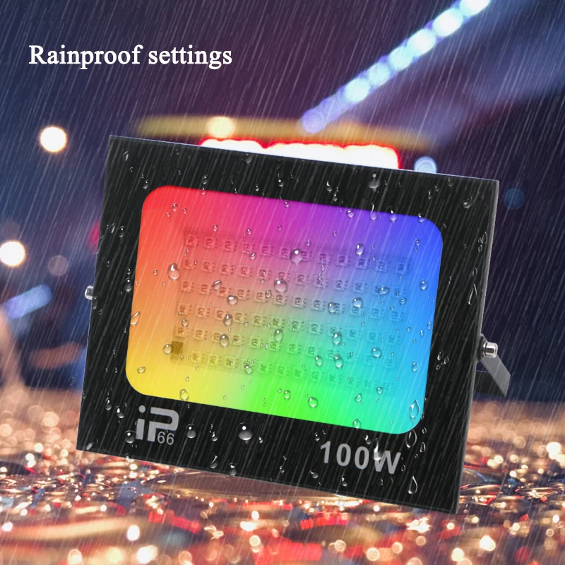 Наружное освещение RGB Прожектор IP66 Водонепроницаемый RGB Прожектор Светодиодный рефлектор AC85-265V 30 Вт 50 Вт 100 Вт с 15 цветами и холодным светом 2