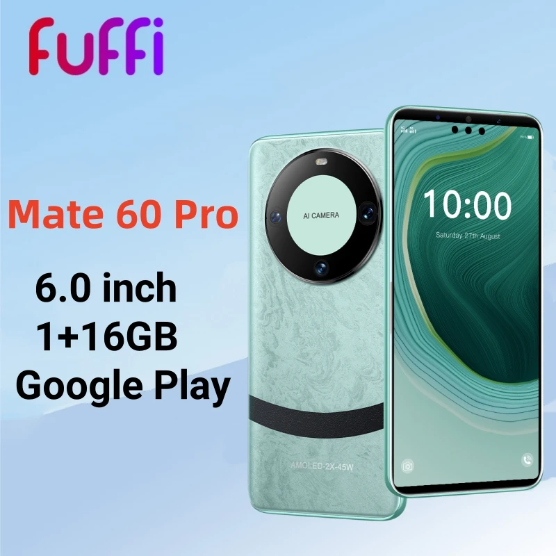 FUFFI Mate 60 Pro Смартфон Android 6,0 дюйма 1 + 16 ГБ ПЗУ 3000 мАч Аккумулятор Google Play Store Мобильные телефоны Две SIM-карты Мобильные телефоны