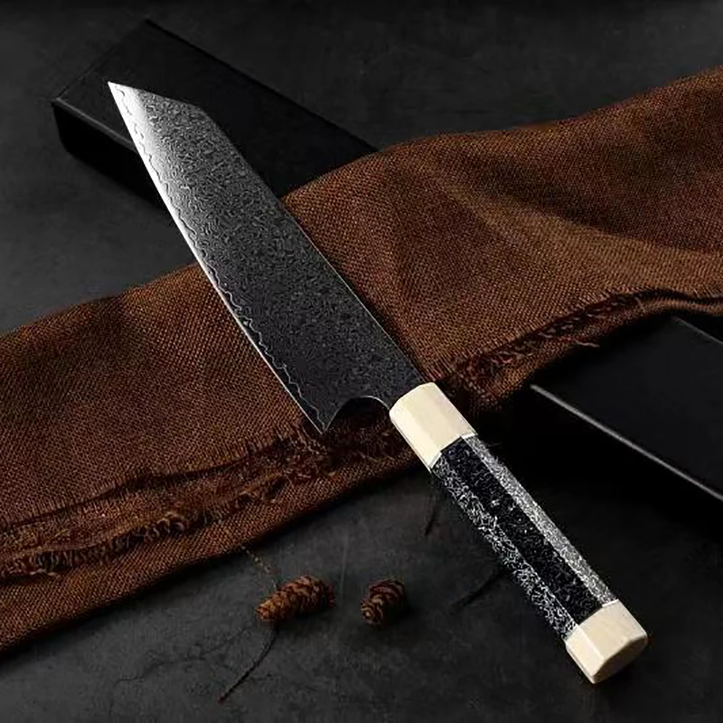 Chefs Нож-тесак 10Cr15MoV 67 слоев Лезвие из дамасской стали Острый Kiritsuke Nakiri Нарезка Кухонные ножи Santoku Ручка из смолы 4
