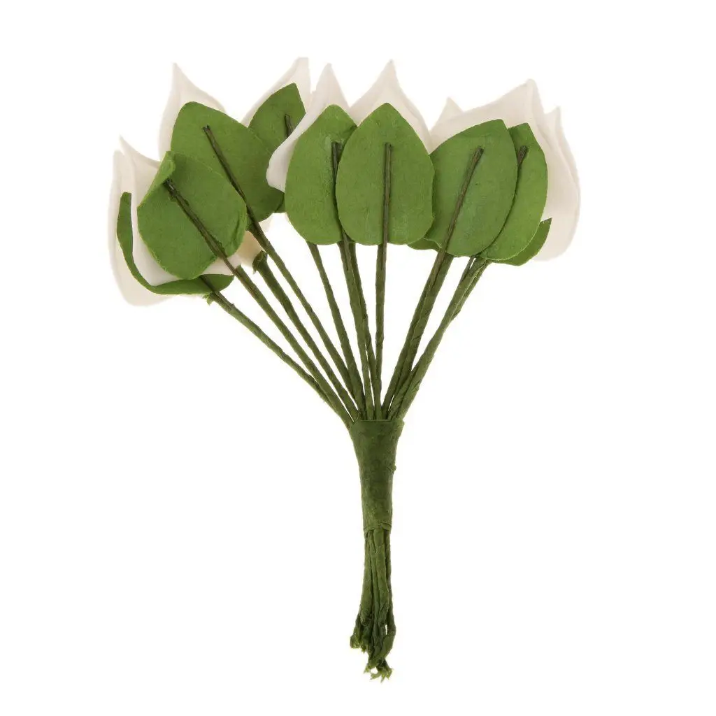 12Pcs Мини Калла Искусственный Цветок Букет Свадебное Украшение DIY Венок Подарок Белый 4