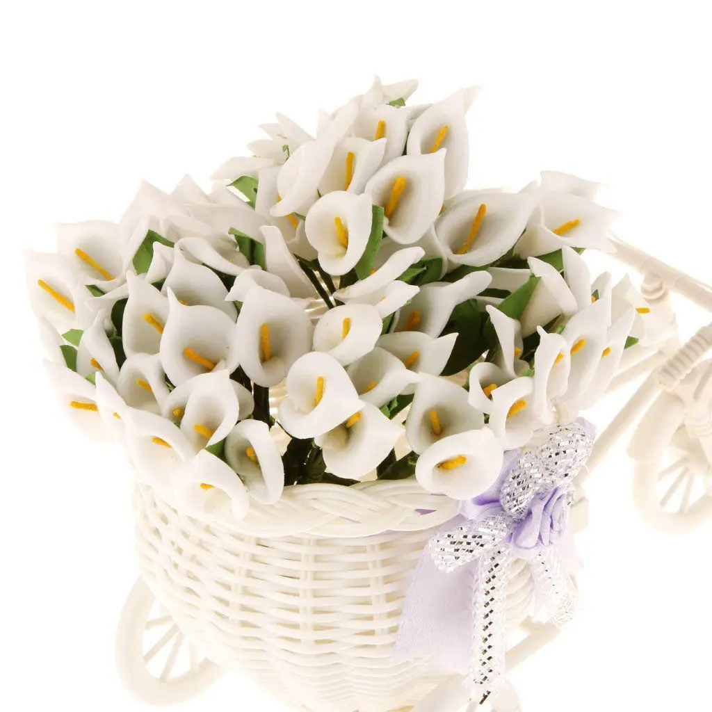 12Pcs Мини Калла Искусственный Цветок Букет Свадебное Украшение DIY Венок Подарок Белый 5