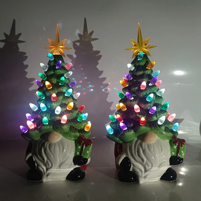 Рождественские украшения Маленький мини-праздничный декор - 6,2-дюймовая рождественская елка с подсветкой и разноцветными огнями 2