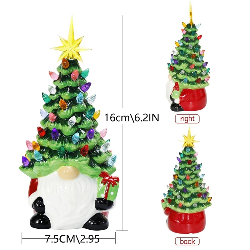 Рождественские украшения Маленький мини-праздничный декор - 6,2-дюймовая рождественская елка с подсветкой и разноцветными огнями 5