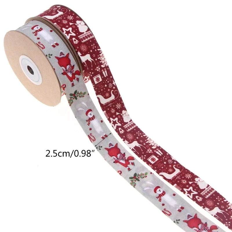  Рождественская лента 25 мм Традиционная двухсторонняя тесьма для рождественских ремесел Подарочная упаковка Цветочный букет Упаковка DIY 5
