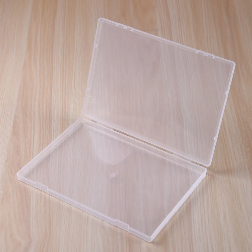 Плоский прямоугольный пластиковый прозрачный ящик для хранения Простой контейнерный чехол Экологически чистый 4 размера Износостойкий органайзер для бусин Коробка 0