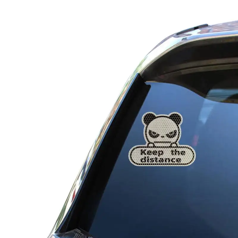 Держите дистанцию Светоотражающие автомобильные наклейки Креативная панда Авто Наклейка Водонепроницаемый флуоресцентный шестиугольник Сотовый мультяшный автомобиль