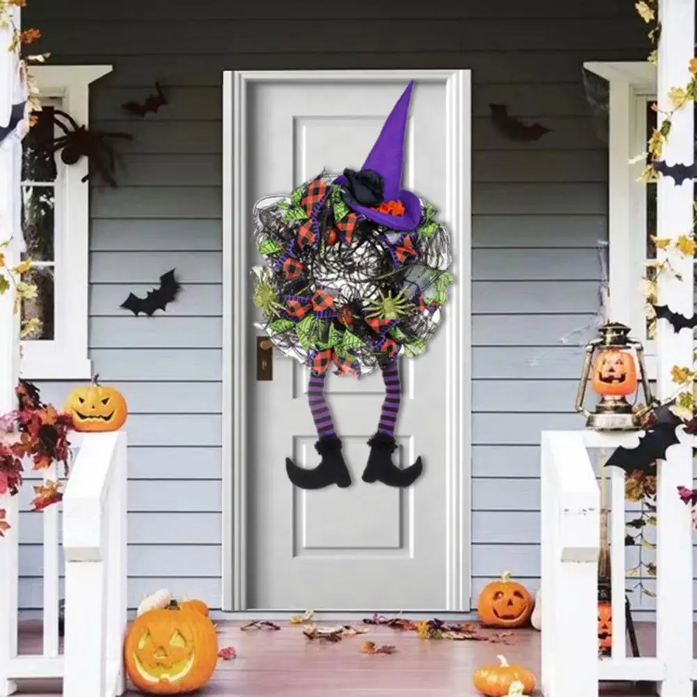 Венок из ног ведьмы Жуткий венок на Хэллоуин Прочная дверная гирлянда из ног ведьмы для праздничного украшения дома Принадлежности для счастливых вечеринок 0