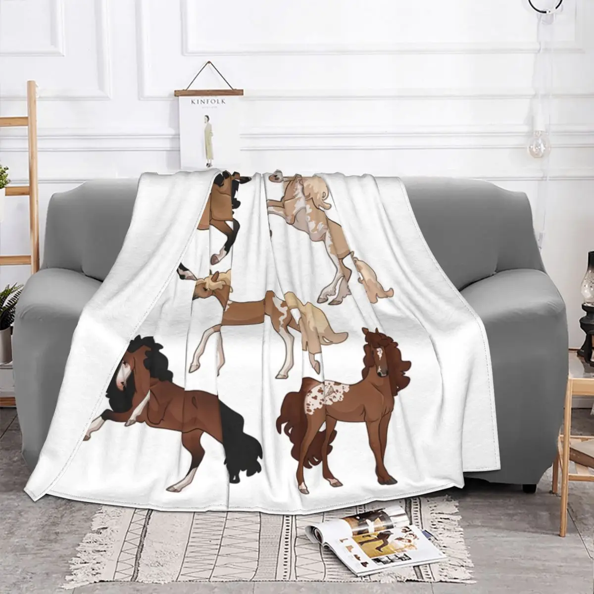  Бегущая коричневая лошадь Одеяла Флис Лето Галоп Животное Многофункциональные мягкие одеяла для постельных принадлежностей Офисный коврик