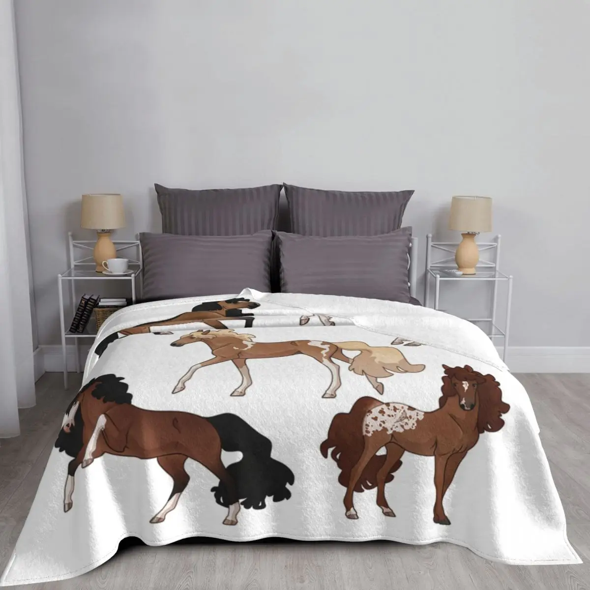  Бегущая коричневая лошадь Одеяла Флис Лето Галоп Животное Многофункциональные мягкие одеяла для постельных принадлежностей Офисный коврик 1