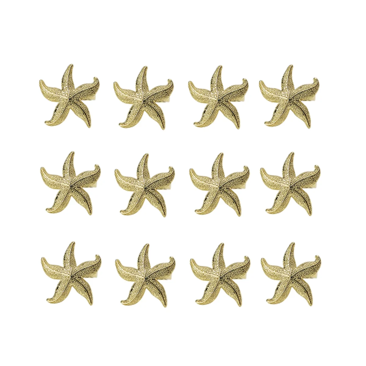 Кольца для салфеток морской звезды 12 золотых морских летних свадебных вечеринок Пляжный декор стола 0