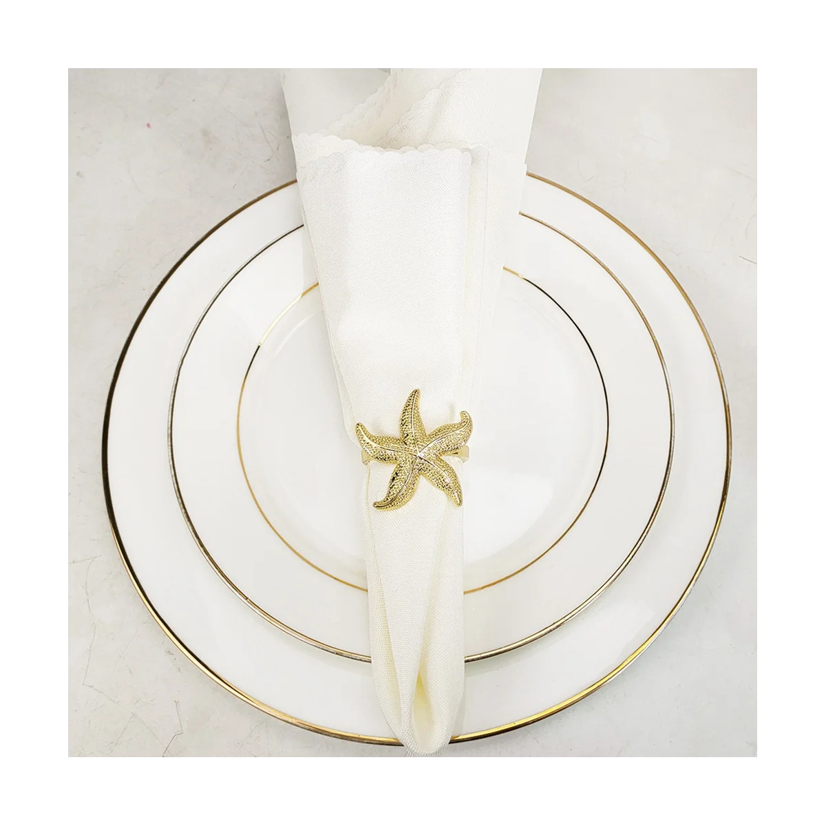 Кольца для салфеток морской звезды 12 золотых морских летних свадебных вечеринок Пляжный декор стола 3