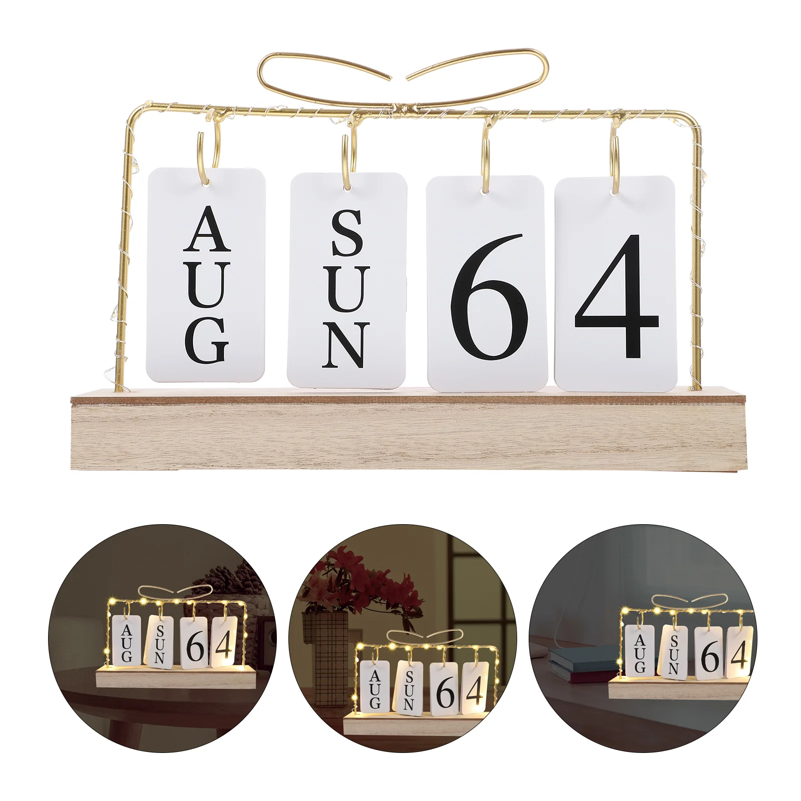  Винтажный деревянный вечный календарь Flip Month Date Display Со светодиодной подсветкой для офиса, украшения дома, фотографии, реквизита, Advent 1