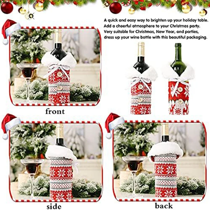 2 шт. Рождественская сумка для бутылки вина, рождественская сумка для бутылки вина, как показано на рисунке Ткань Идеальный декор бутылки для рождественского стола 2