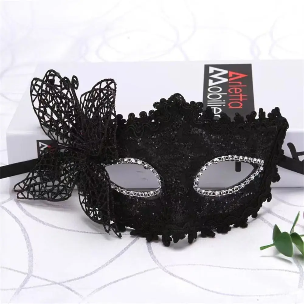 Модная маскарадная маска Новая сексуальная кружевная боковая маска для глаз бабочки Венецианская вечеринка Половина лица Марди Гра Маска 5