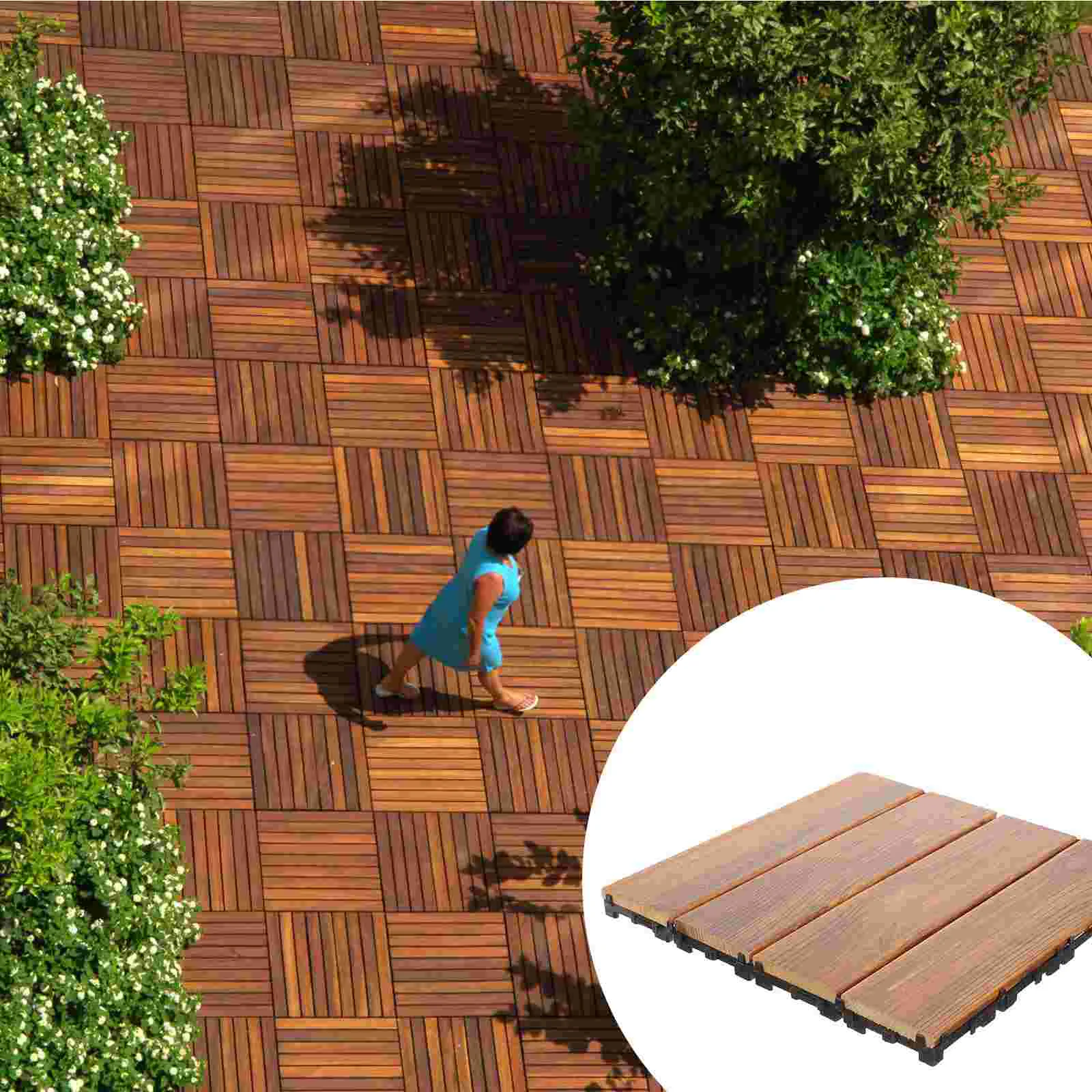 Плитка Наружный деревянный пол Настил Карбонизированный блокирующий домашний пластиковый балкон 5