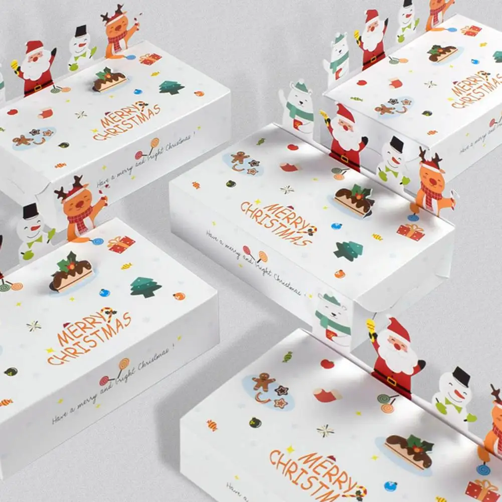 10 шт. Рождественская подарочная коробка Складной 3D Санта-Снеговик Лось Медведь Бумага Шоколадное печенье Угощение Goody Bag Party Favor Pack Kit 1