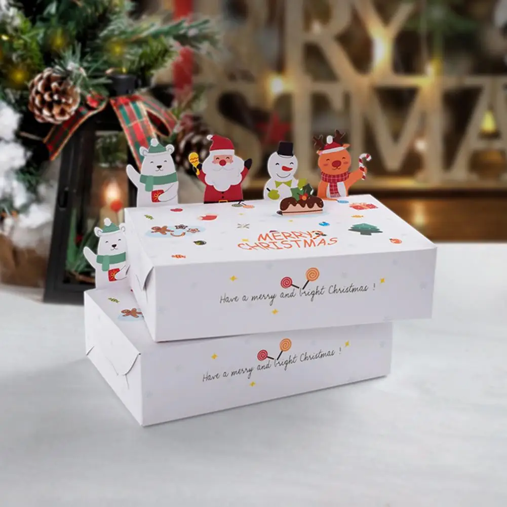 10 шт. Рождественская подарочная коробка Складной 3D Санта-Снеговик Лось Медведь Бумага Шоколадное печенье Угощение Goody Bag Party Favor Pack Kit 2