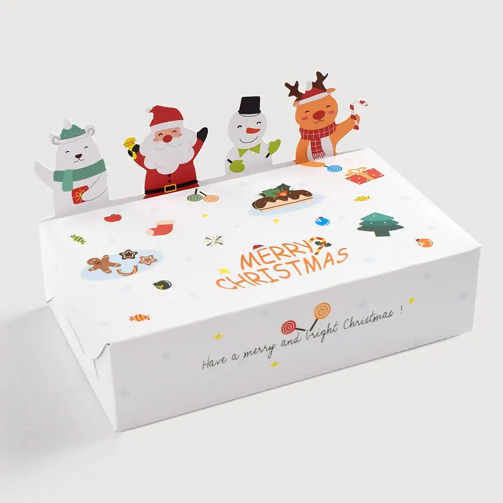 10 шт. Рождественская подарочная коробка Складной 3D Санта-Снеговик Лось Медведь Бумага Шоколадное печенье Угощение Goody Bag Party Favor Pack Kit 3