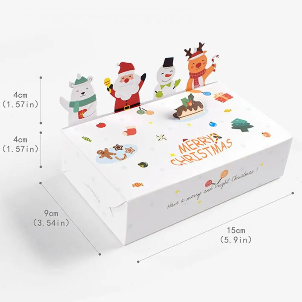 10 шт. Рождественская подарочная коробка Складной 3D Санта-Снеговик Лось Медведь Бумага Шоколадное печенье Угощение Goody Bag Party Favor Pack Kit 5