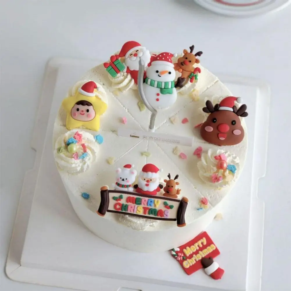 Украшение для рождественского торта Орнамент Мягкий силикон Санта Веселые подарки Дом Маленький Колокольчик Торт Рождественский Клаус Декор Dec A0P2 1