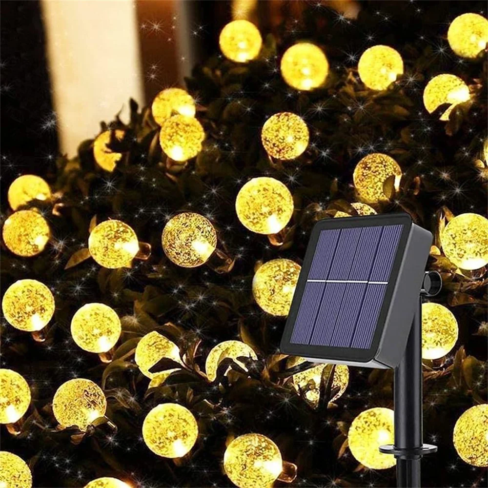 Наружный рождественский декор 5M Светодиодные гирлянды на солнечных батареях с 20 светодиодами Crystal Ball для сада и патио