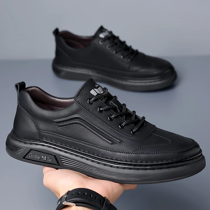 Мужская деловая обувь на шнуровке черный Модная повседневная обувь Мужские роскошные бренды Кожаные оксфорды Дышащие мужские туфли-лодки Мокасины 5