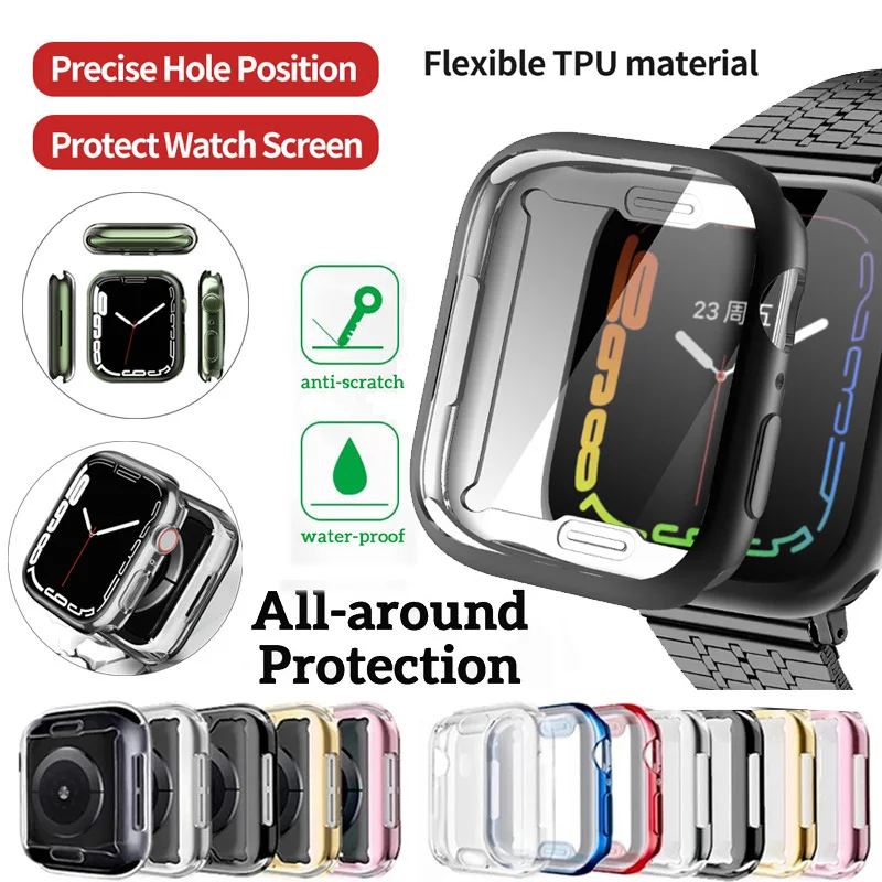  защитная пленка для экрана Apple Watch Чехол 45 мм 41 мм 44 мм 40 мм TPU Крышка бампера для Apple Watch 8 7 Ultra 49 мм 42 мм 38 мм полный чехол
