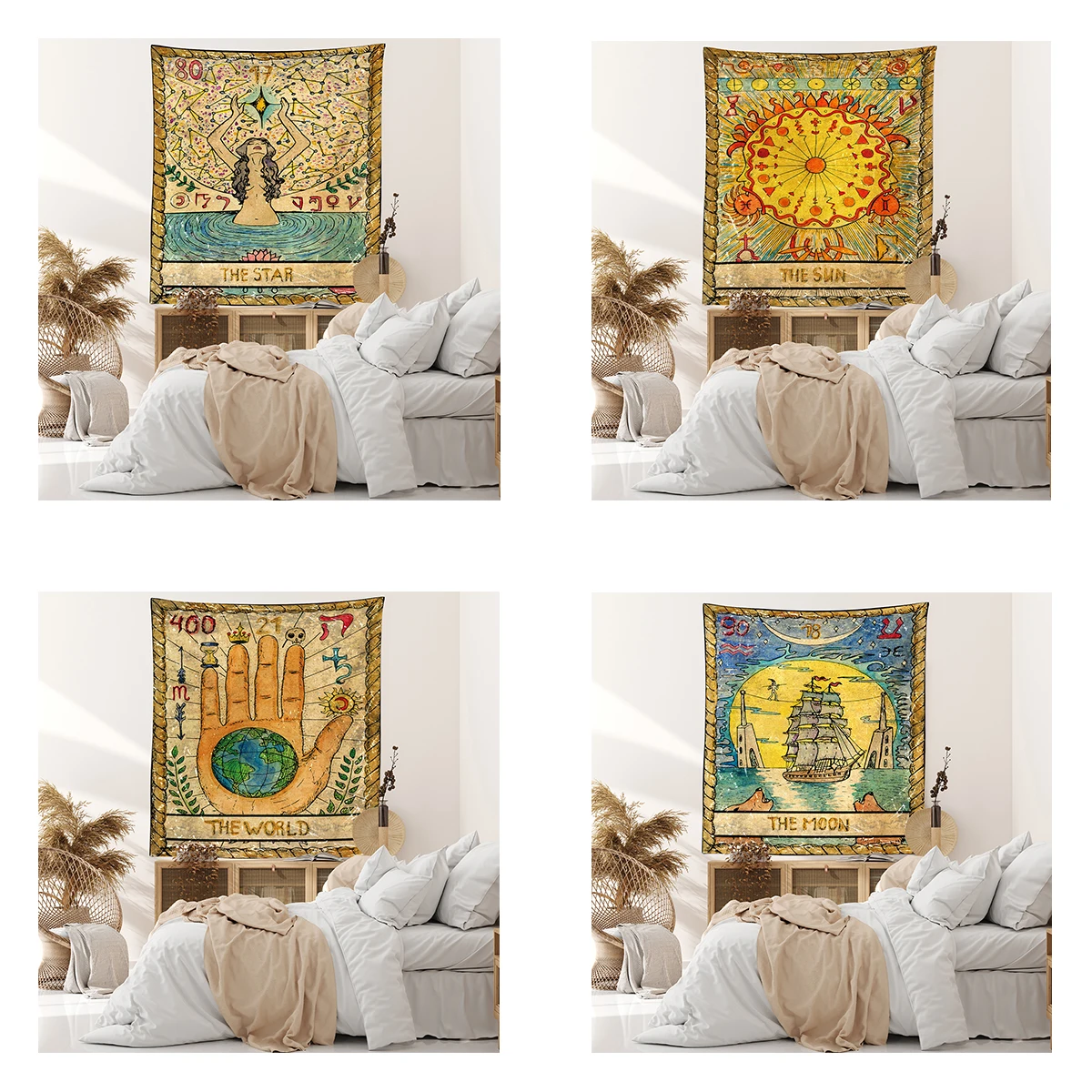 1 кусок европейской классической картины Таро маслом разноцветные звезды, солнце, луна печатный гобелен