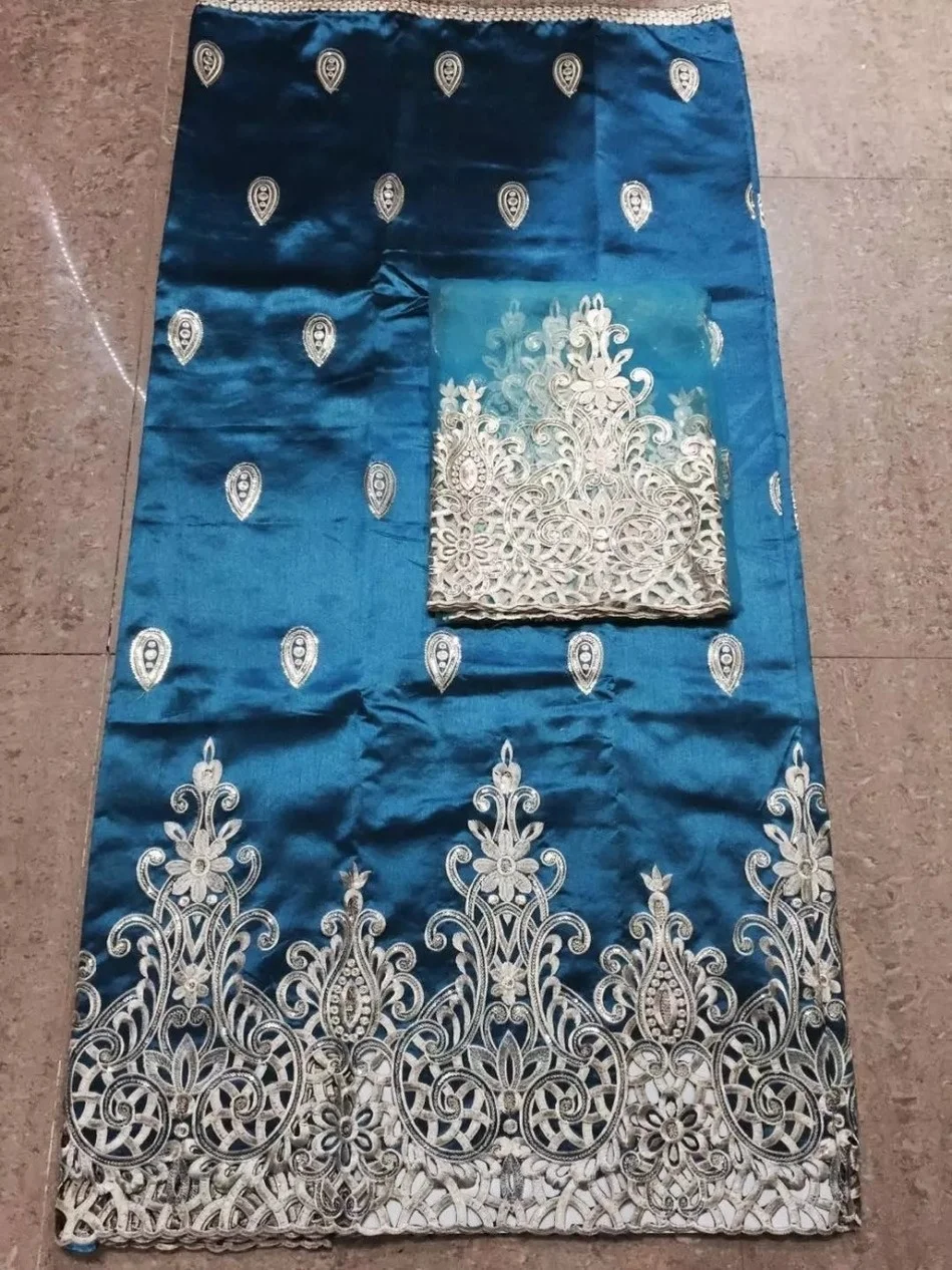 George с блузкой 2022 горячая распродажа Высококачественная африканская ткань Джорджа СИНЯЯ свадебная кружевная ткань с пайетками для женщин свадебное платье 5