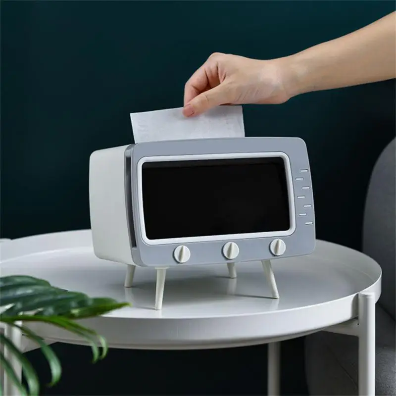 Симпатичный многофункциональный держатель для салфеток Square для дома Kawaii Desktop Decor Tv Tissue Box Чехол Держатель для телефона Органайзер для хранения 0