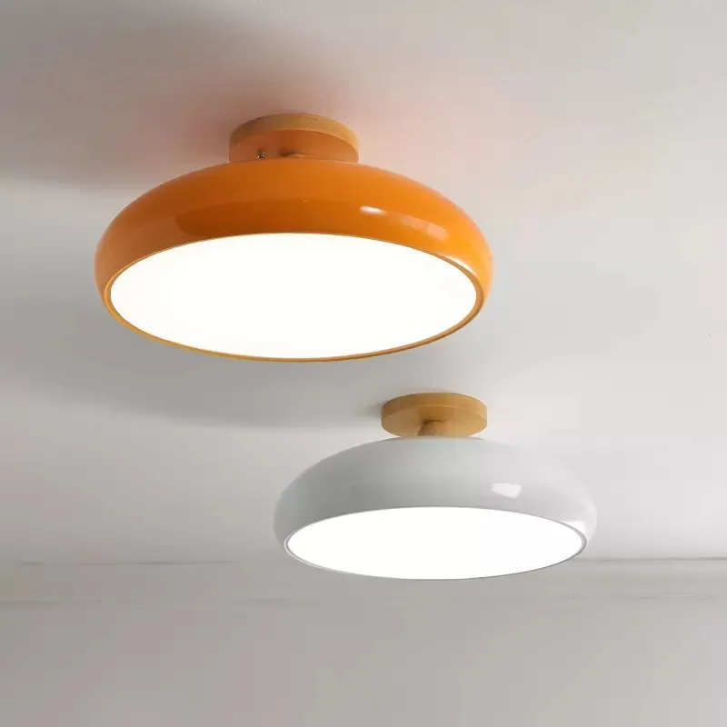 Винтажный светодиодный деревянный потолочный светильник Nordic Orange ПВХ круглый светильник Гостиная Спальня Столовая Коридор Внутренний декор Светильник 0