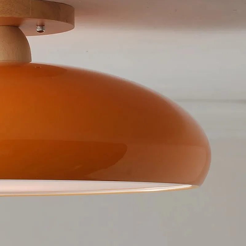 Винтажный светодиодный деревянный потолочный светильник Nordic Orange ПВХ круглый светильник Гостиная Спальня Столовая Коридор Внутренний декор Светильник 5