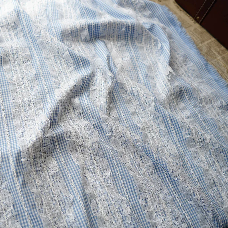 Многоцветная решетчатая сетка пряжа крючок вышивка ткань для весеннего и летнего женского платья Лолита Одежда Дизайнерская ткань 3