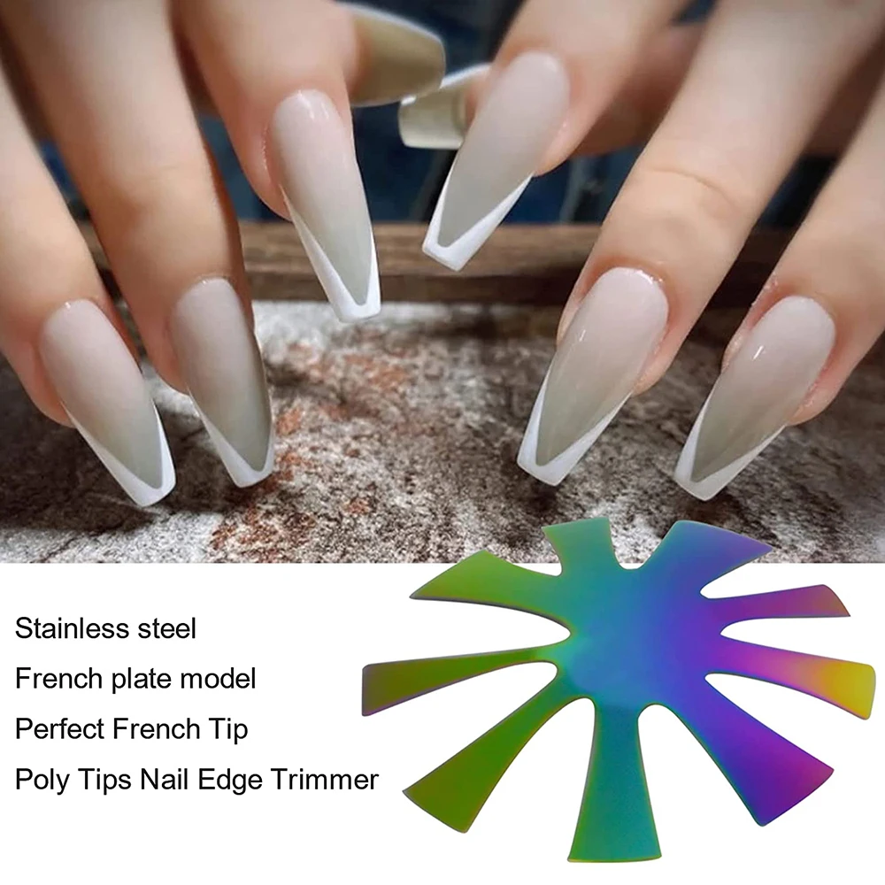 4 шт. Маникюр для ногтей Триммер по краям Пластина для резания ногтей, Направляющие для ногтей с французским наконечником, Модуль машинки для стрижки ногтей из нержавеющей стали 3