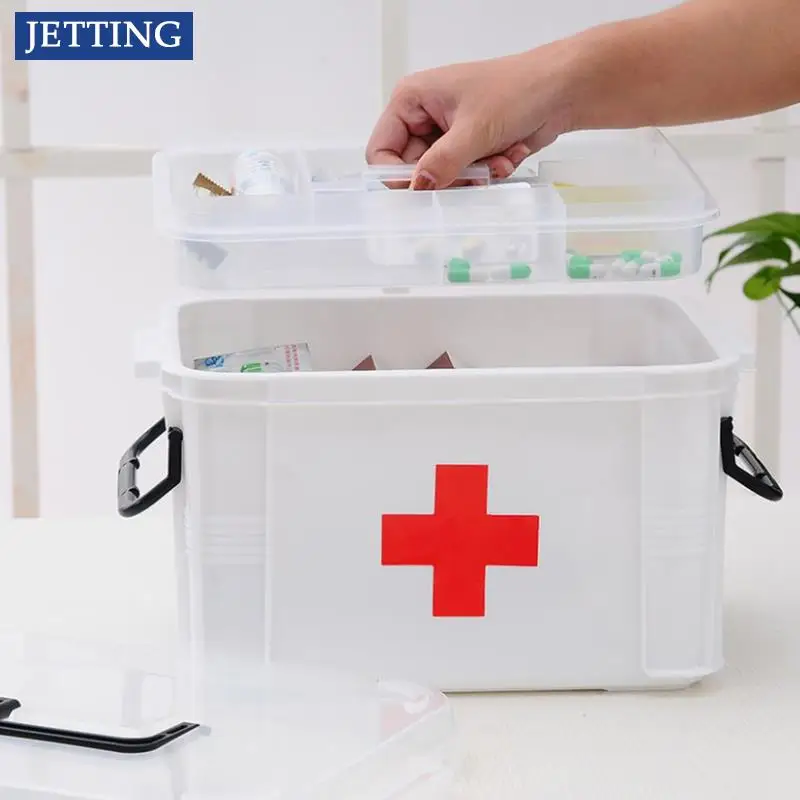  Аптечка Ящик для хранения лекарств Портативный ящик для неотложной помощи Бытовые двухслойные ящики для лекарств Органайзер для хранения аптечки