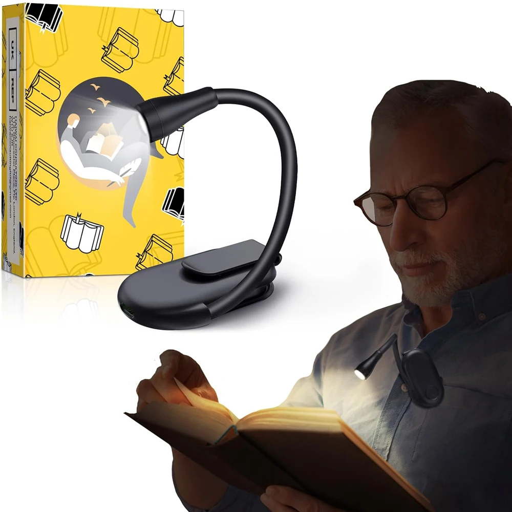 Перезаряжаемые лампы для чтения книг в постели Светодиодная книжная ночница 3 цвета Бесступенчатый зажим яркости на лампе для чтения 1