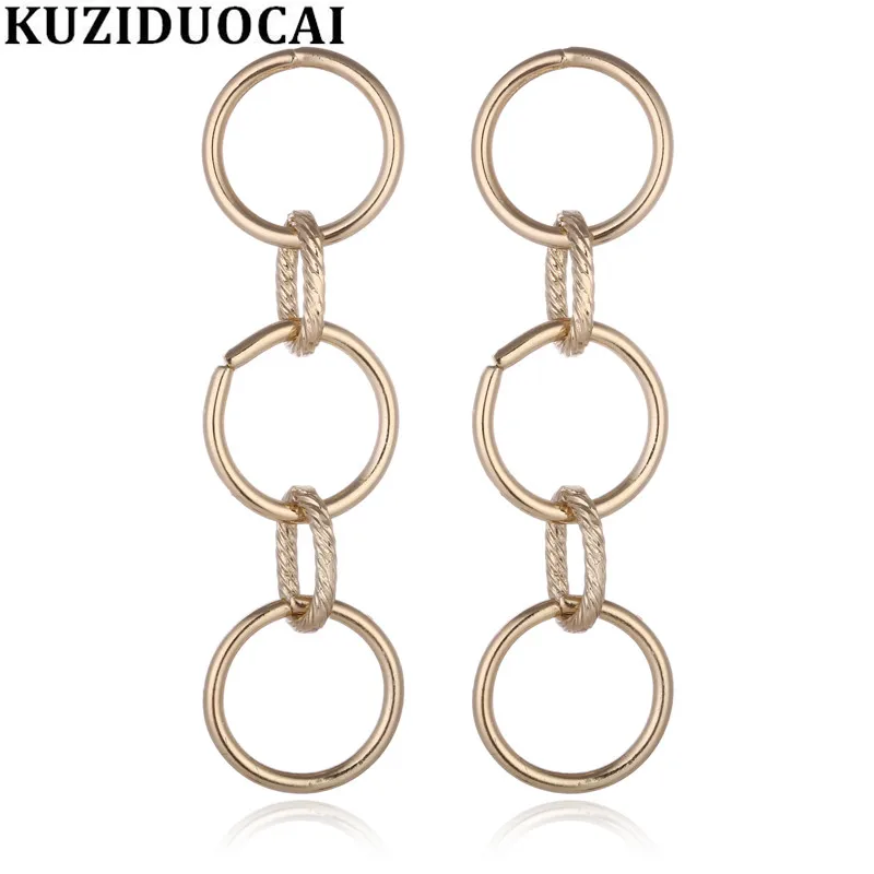 Kuziduocai Новые модные ювелирные изделия Bohe не выцветают круг Лаконичные элегантные заявления Подвесные серьги для женщин Pendientes E-1712