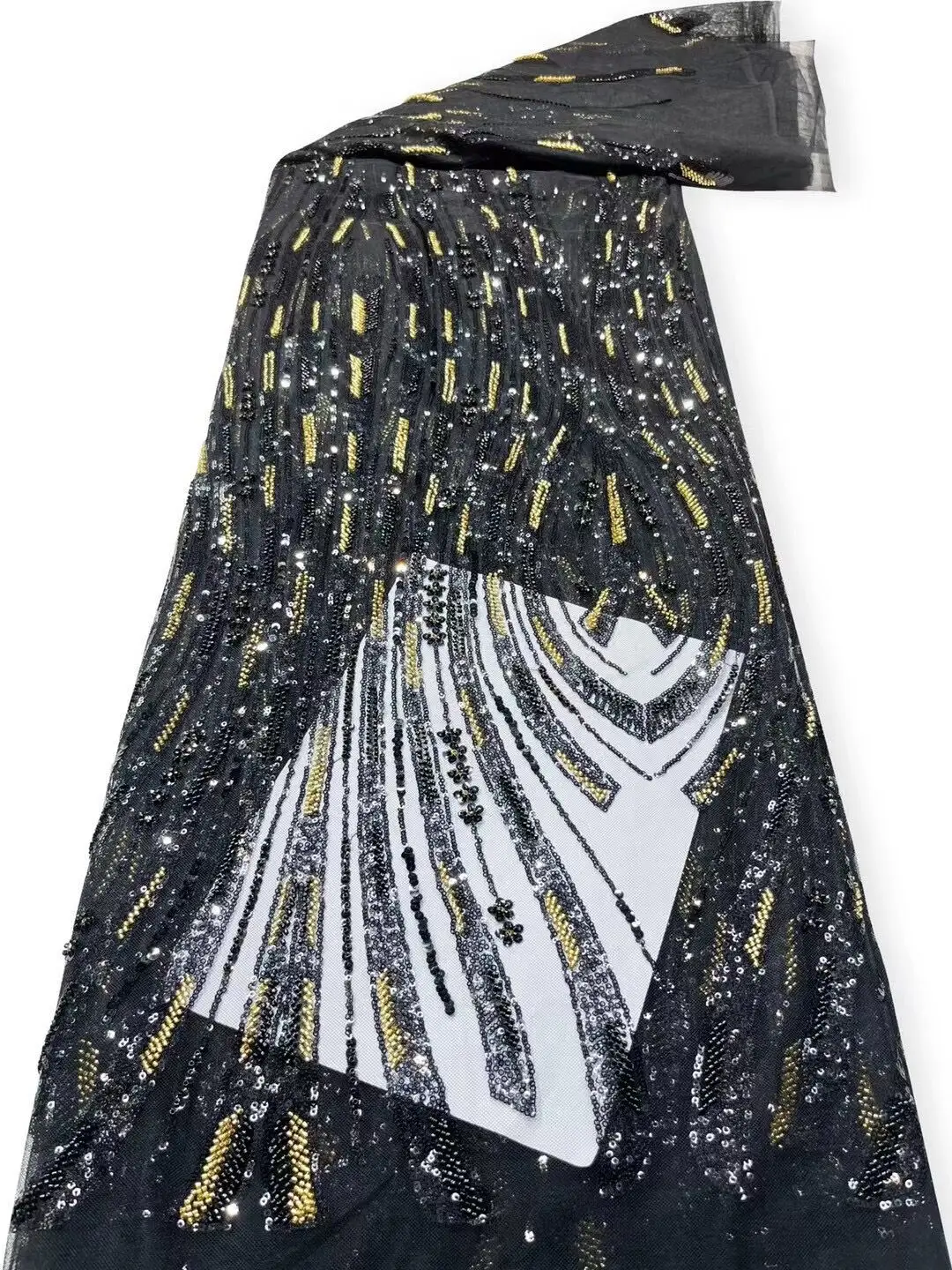  тюль кружевная ткань высокое качество африканская вышивка французский j-1302412 пайетки свадебное платье из бисера 0