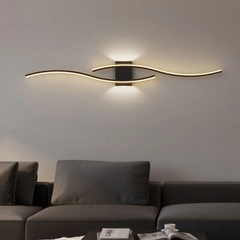 1Set Роскошный минималистичный ленточный настенный светильник Современная решетка для гостиной Телевизор Фоновый настенный светильник 0