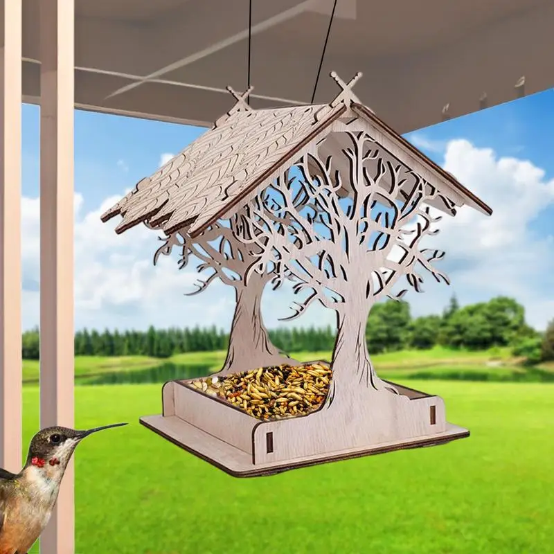Кормушка для птичьих домиков Деревянные кормушки для птиц для коттеджа на открытом воздухе Подвесная кормушка для птиц на открытом воздухе Blue Jays Cardinals 4