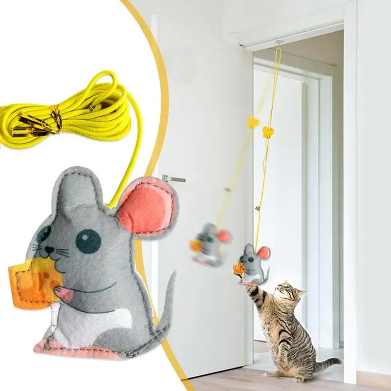 Автоматическая игрушка для кошек Автоматическая интерактивная игрушка для кошек Интерактивная автоматическая игрушка для дверей кошек с эластичной веревкой для домашних кошек Домашняя кошка 4