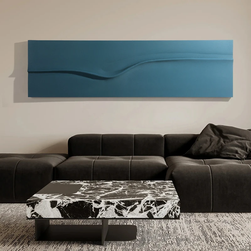 скандинавская минималистичная модель комнаты гостиная диван фон отделка стен живопись 2